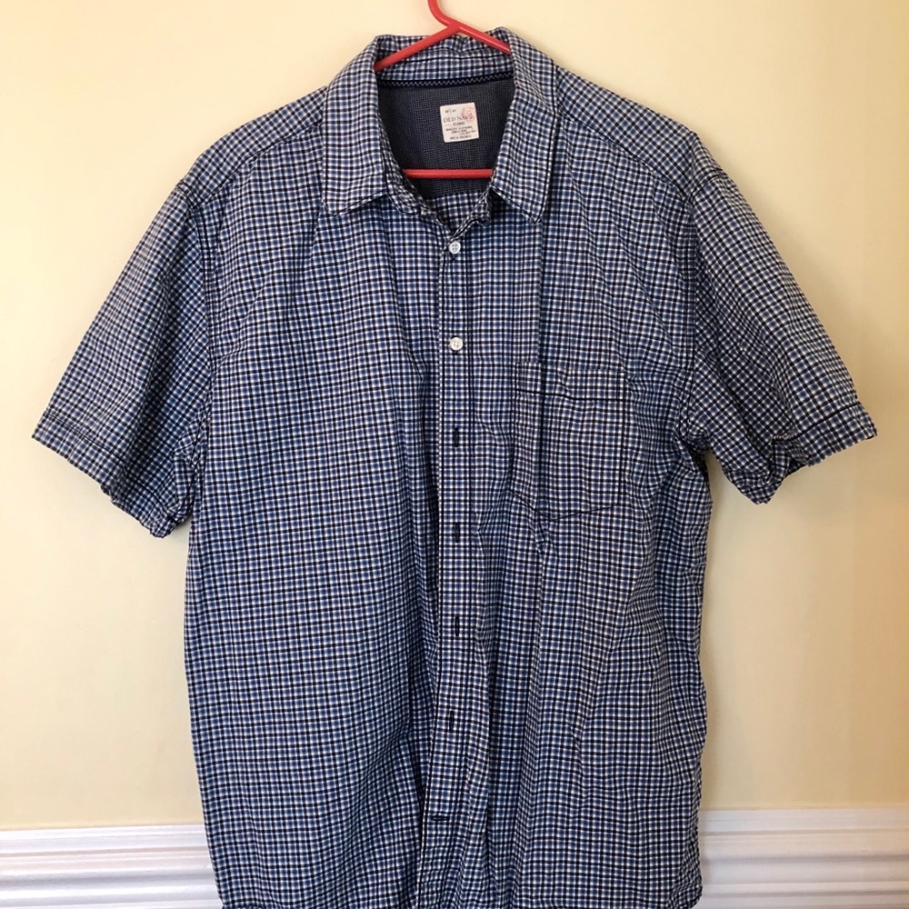 Old Navy xl short sleeve blue plaid shirt